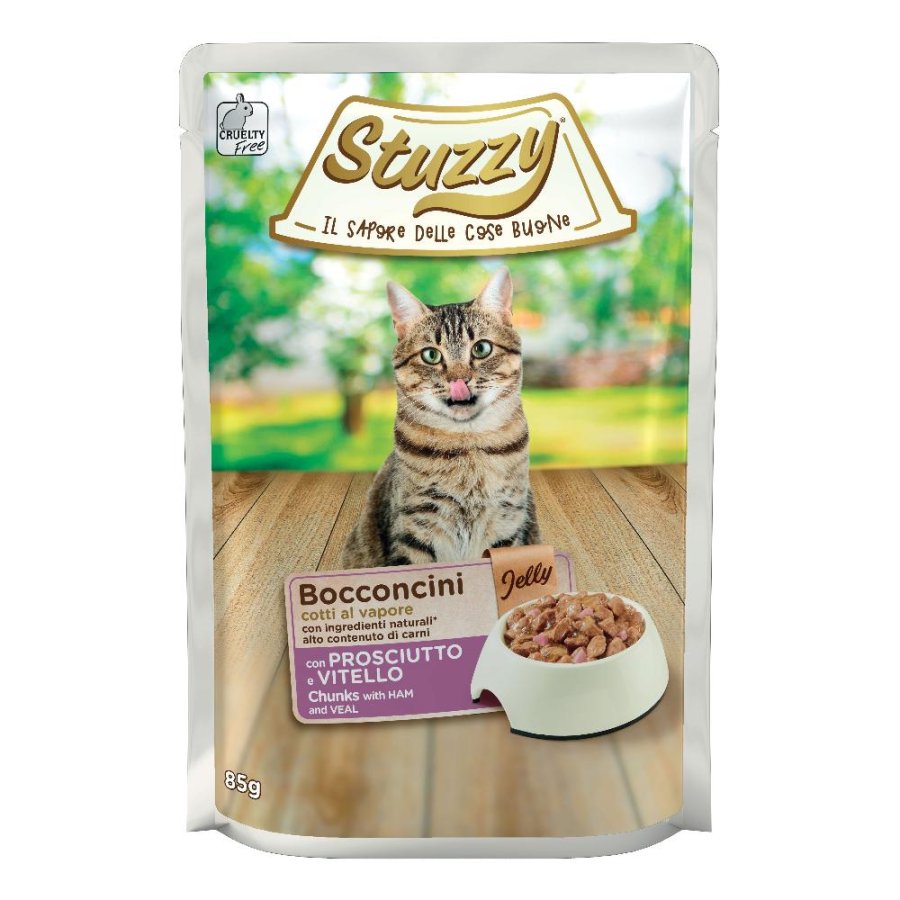 STUZZY GATTO BOCCONCINI JELLY PROSCIUTTO VITELLO 85GR (bustina)