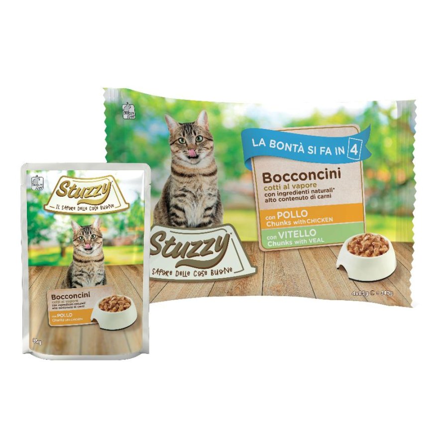 STUZZY GATTO BOCCONCINI POLLO/VITELLO 4x85GR (bustina) MULTIPACK