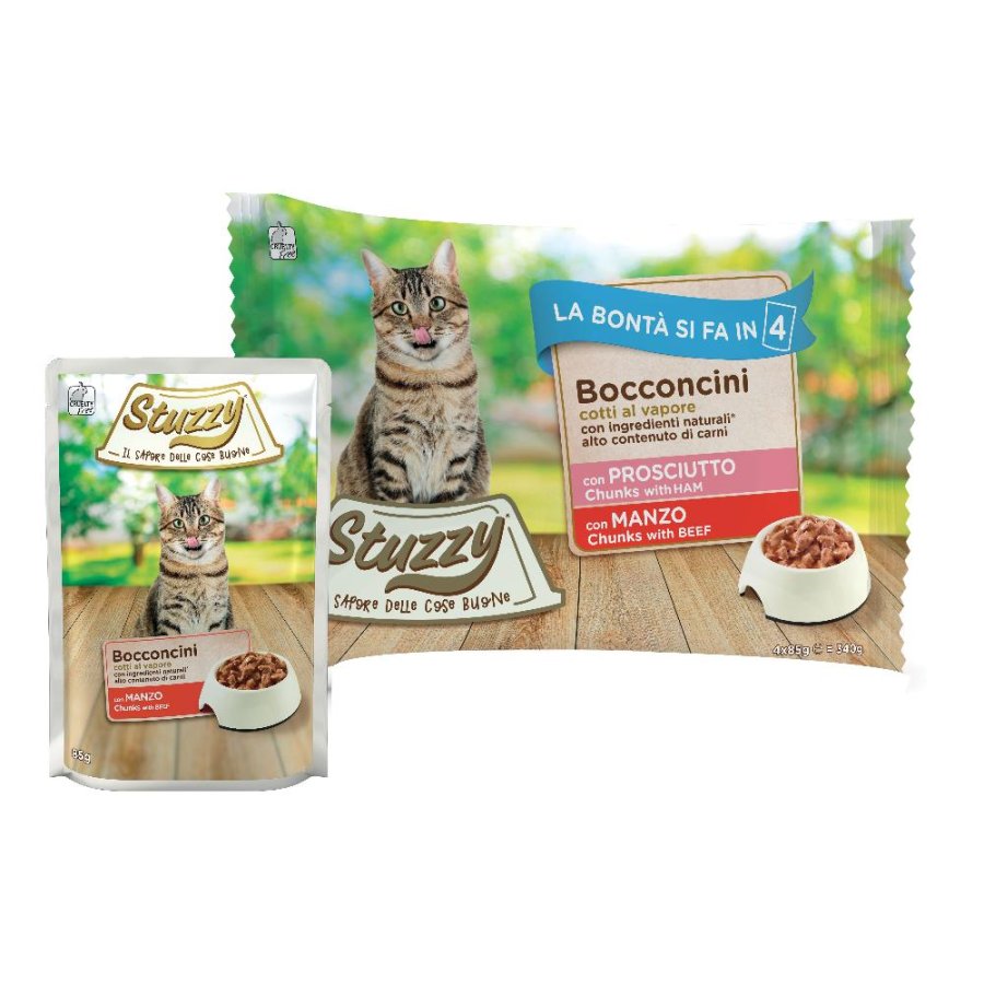 STUZZY GATTO BOCCONCINI PROSCIUTTO/MANZO 4x85GR (bustina) MULTIPACK STUZZY GATTO BOCCONCINI PROSCIUTTO/MANZO 4x85GR (bustina) MULTIPACK