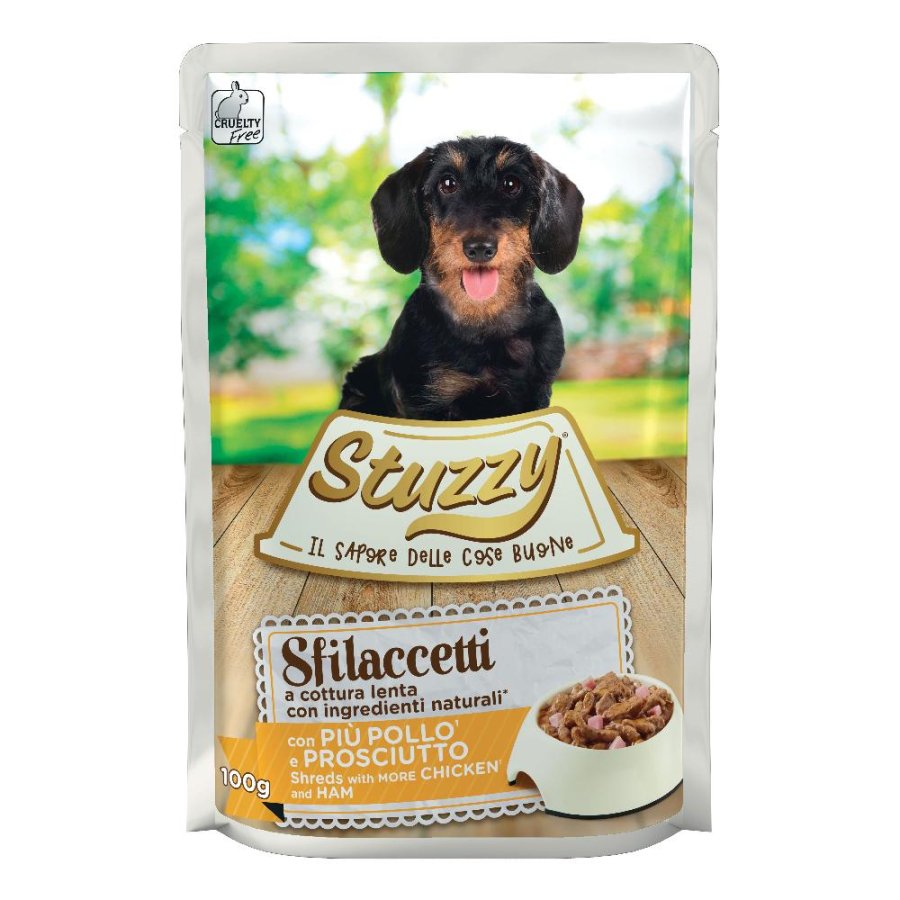STUZZY CANE SFILACCETTI POLLO PROSCIUTTO 100GR (bustina)