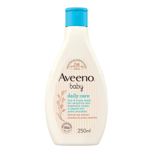 Aveeno Baby Bagnetto Corpo e Capelli - Detergente Delicato senza Sapone - 250 ml - Cura Igiene del Bambino