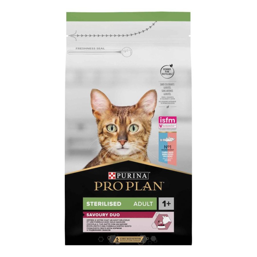NESTLE' PURINA PRO PLAN GATTO SAVOURY DUO STERILIZED DUO MERLUZZO TROTA 1,5KG