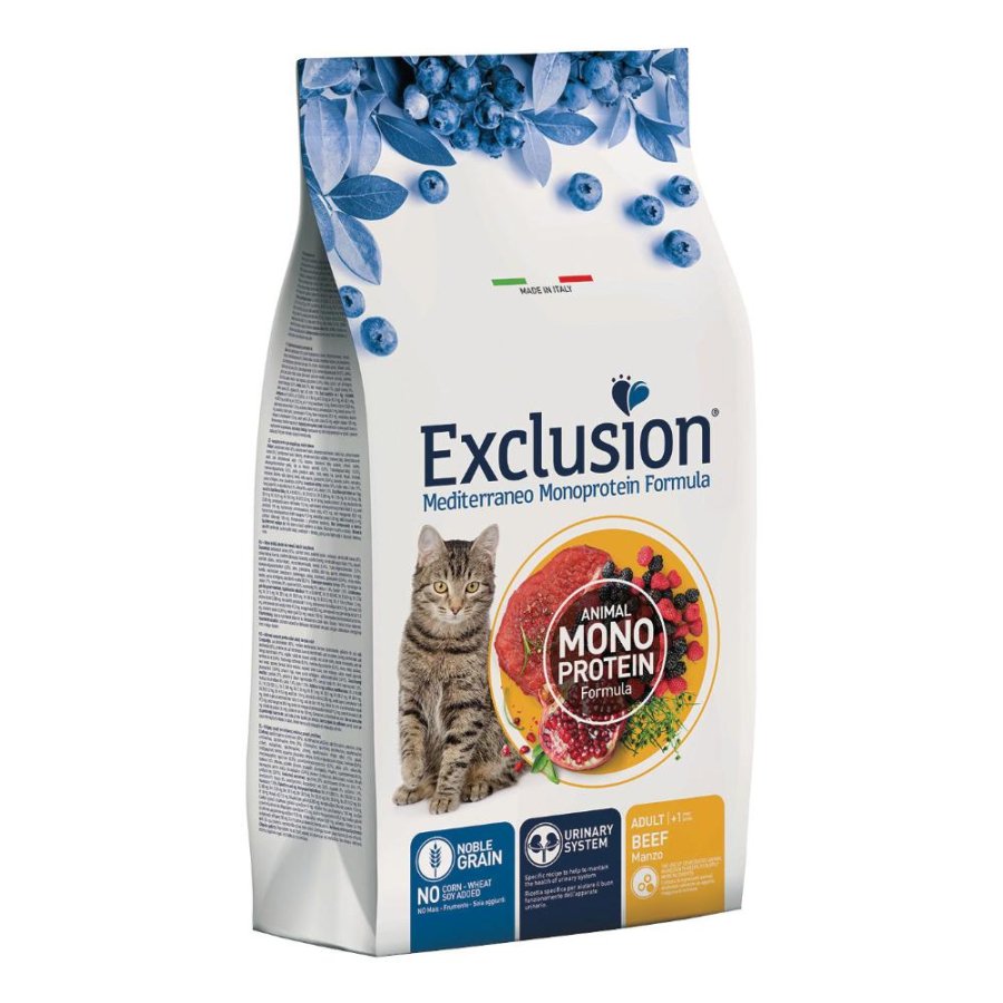 EXCLUSION GATTO MEDITERRANEO MONOPROTEICO NOBLE GRAIN ADULT MANZO 1,5KG