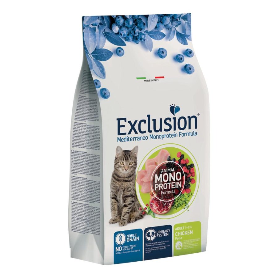 EXCLUSION GATTO MEDITERRANEO MONOPROTEICO NOBLE GRAIN ADULT POLLO 300GR