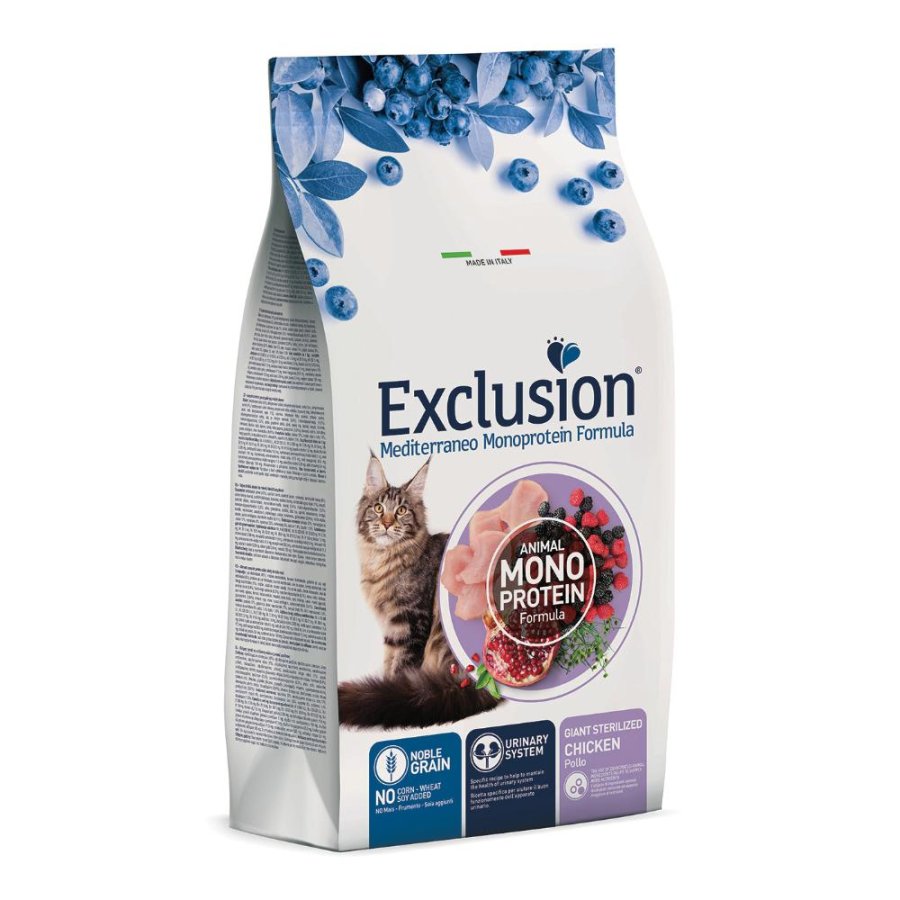 EXCLUSION GATTO MEDITERRANEO MONOPROTEICO NOBLE GRAIN GIANT STERILIZED POLLO 1,5KG