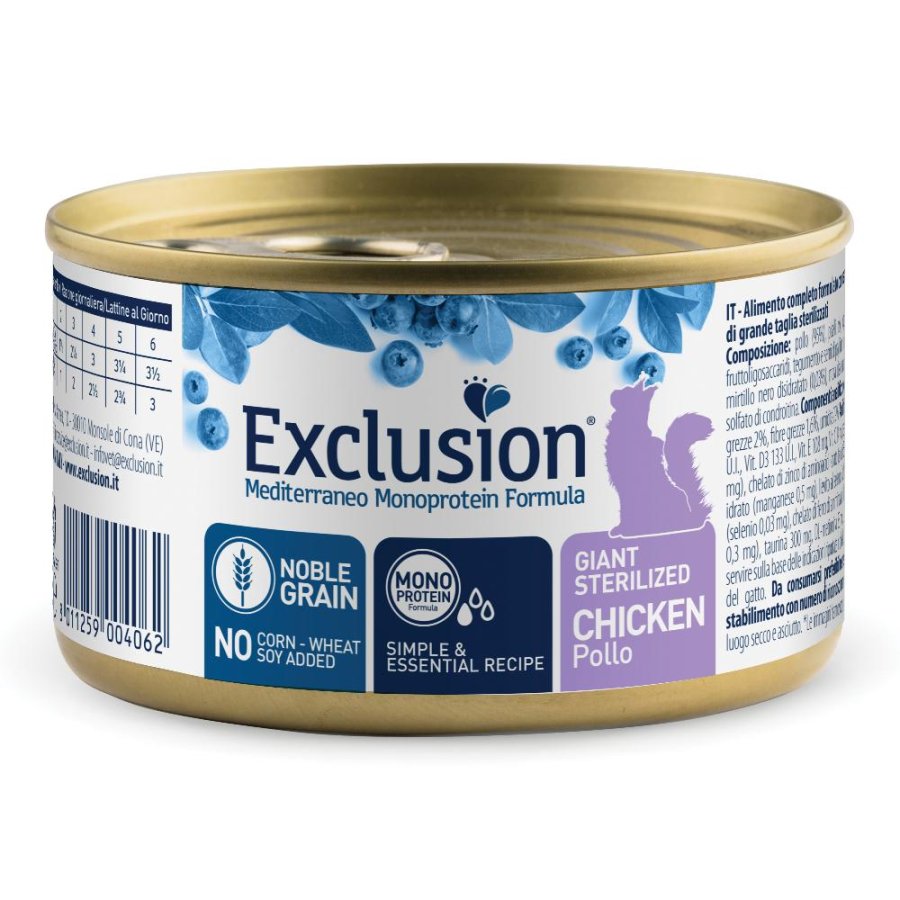 EXCLUSION GATTO MEDITERRANEO MONOPROTEICO NOBLE GRAIN GIANT STERILIZED POLLO 85GR (lattina)
