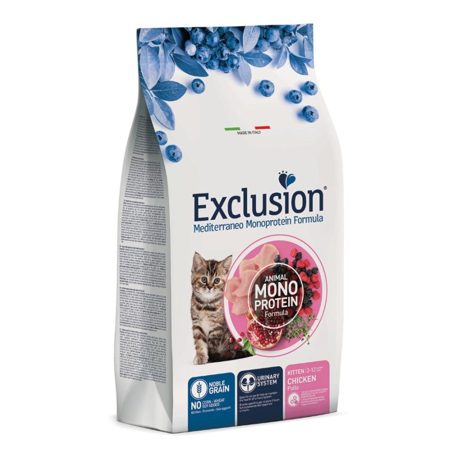 EXCLUSION GATTO MEDITERRANEO MONOPROTEICO NOBLE GRAIN KITTEN POLLO 1,5KG