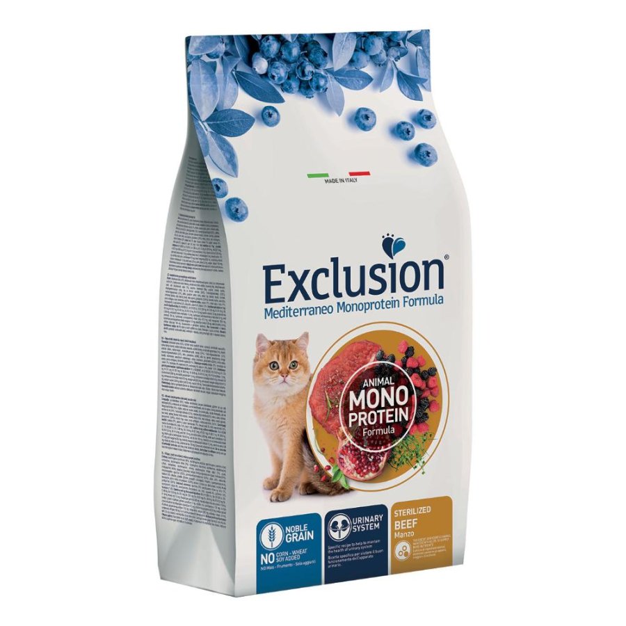 EXCLUSION GATTO MEDITERRANEO MONOPROTEICO NOBLE GRAIN STERILIZED MANZO 1,5KG