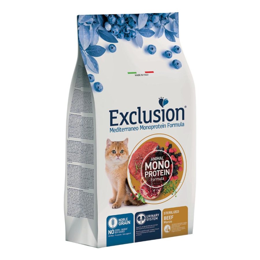 EXCLUSION GATTO MEDITERRANEO MONOPROTEICO NOBLE GRAIN STERILIZED MANZO 300GR