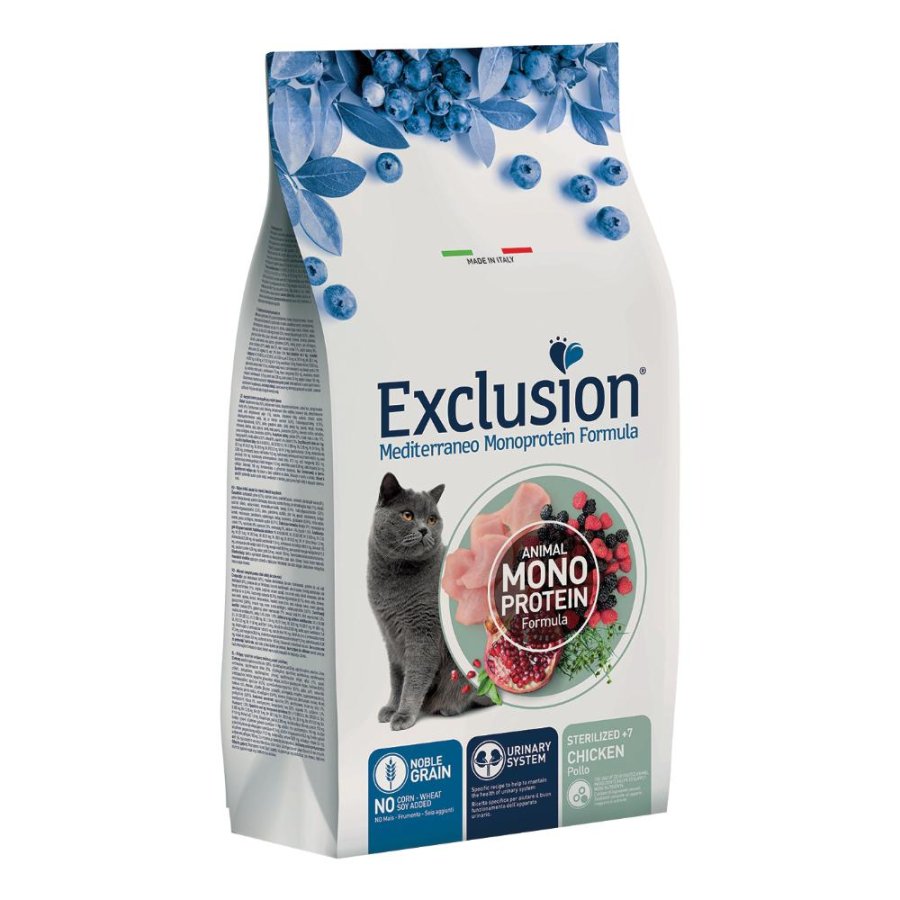 EXCLUSION GATTO MEDITERRANEO MONOPROTEICO NOBLE GRAIN STERILIZED +7 POLLO 300GR FLASH