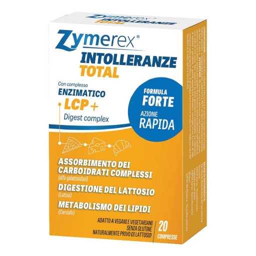 Zymerex Intolleranze Total 20 Compresse - Integratore Enzimatico Naturale per la Digestione