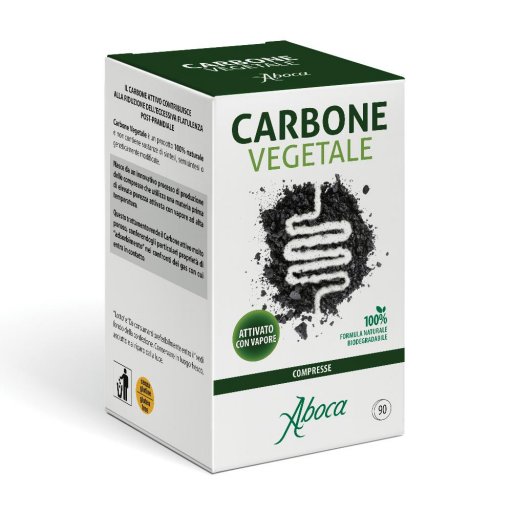 Aboca - Carbone Vegetale 90 Compresse,Riduzione dell&rsquo;eccessiva flatulenza post-prandiale
