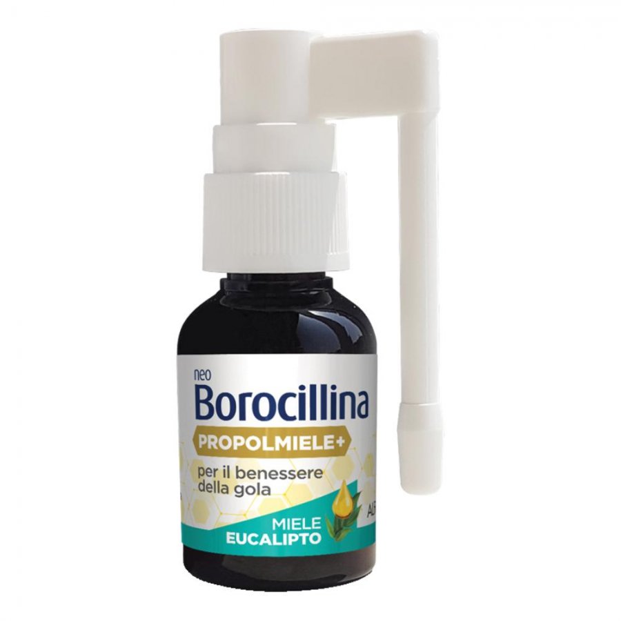 Neoborocillina - Propolmiele Spray 20ml Gusto Miele ed Eucalipto - Rimedio Naturale per la Gola