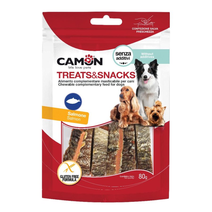 CAMON CANE SNACK TREATS STRIPS SALMONE 11CM 80GR
