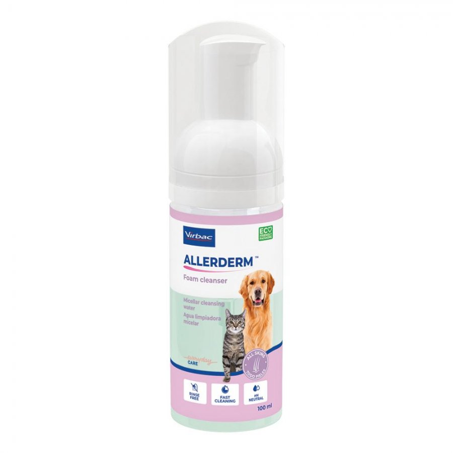 Allerderm Foam Cleanser 100ml - Soluzione Micellare in Schiuma per Cani e Gatti, Igiene Cutanea
