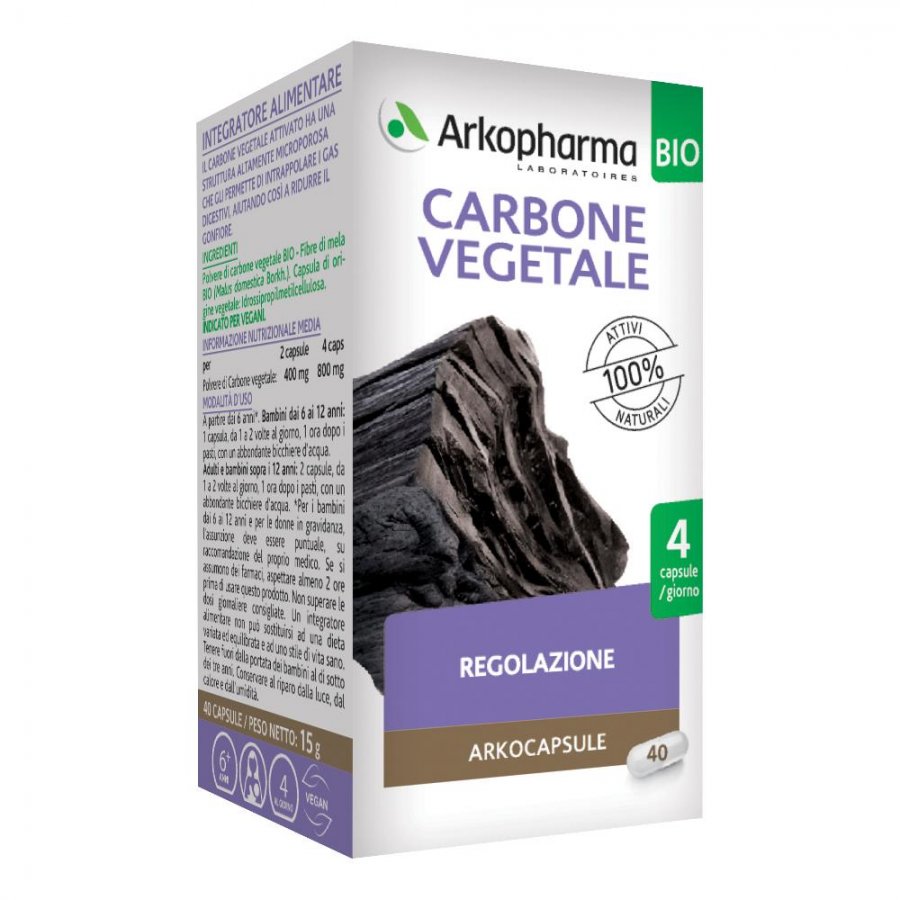 Arkocapsule Carbone Vegetale Bio 40 Capsule - Integratore per la digestione