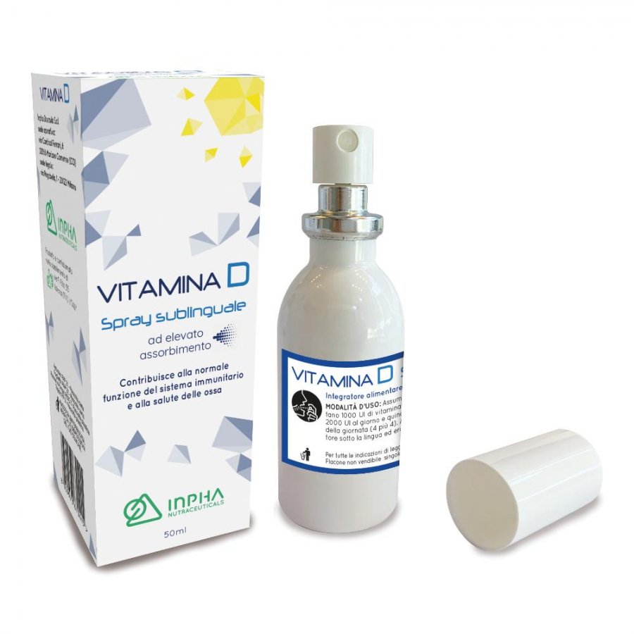 Vitamina D Inpha Spray 50ml - Integratore per Funzione Muscolare, Denti e Sistema Immunitario