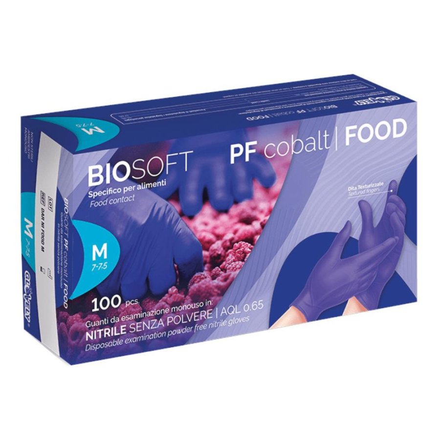 GUANTI NITRILE SENZA POLVERE BIOSOFT COBALT (M) 100PZ - GLOVELY