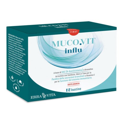 Erba Vita Mucovit Influ 12 Bustine - Integratore Alimentare per le Vie Respiratorie