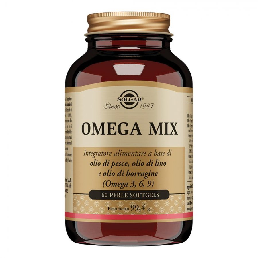 Solgar - Omega Mix 60 Perle Softgels - Integratore di Omega-3, Omega-6 e Omega-9 per la Salute Generale