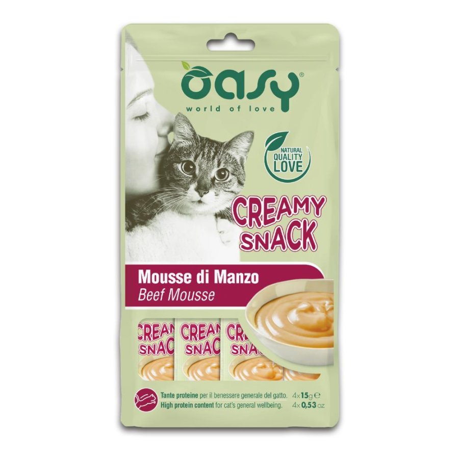 OASY GATTO SNACK CREAMY MOUSSE MANZO 4x15GR