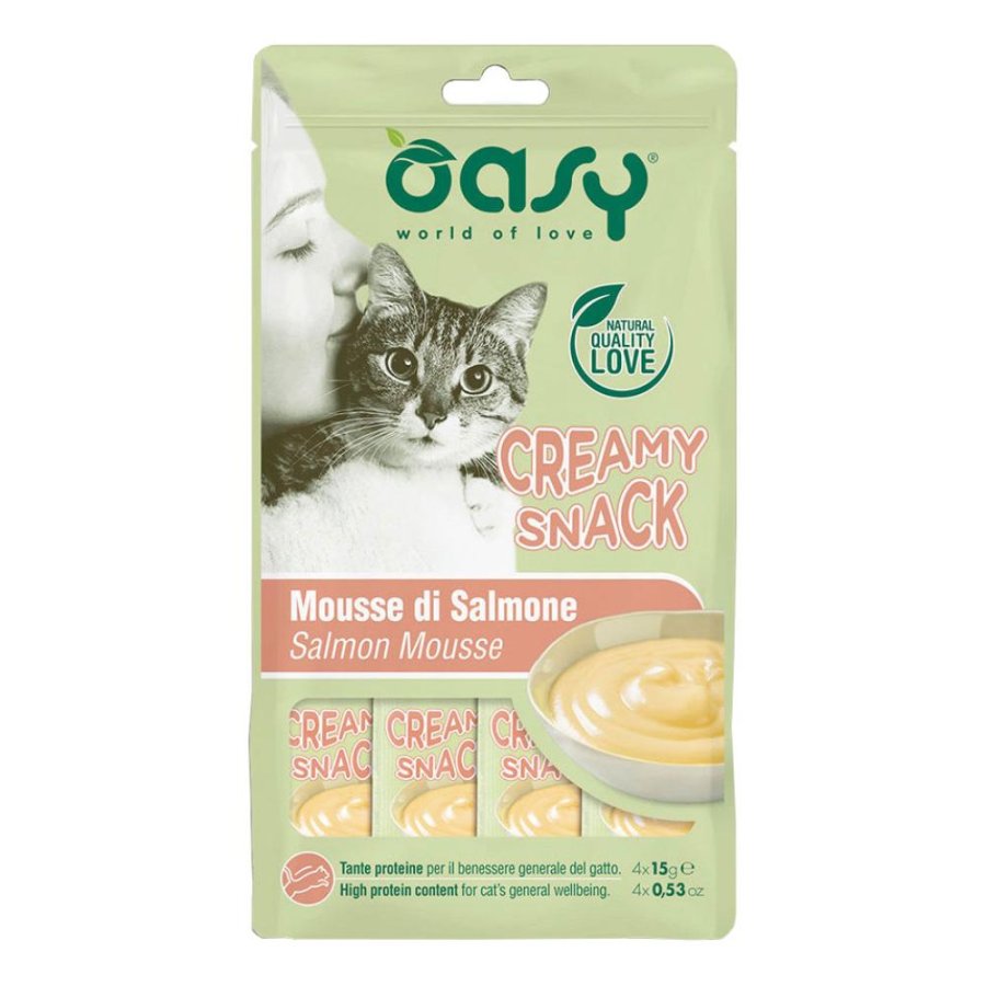 OASY GATTO SNACK CREAMY MOUSSE SALMONE 4x15GR