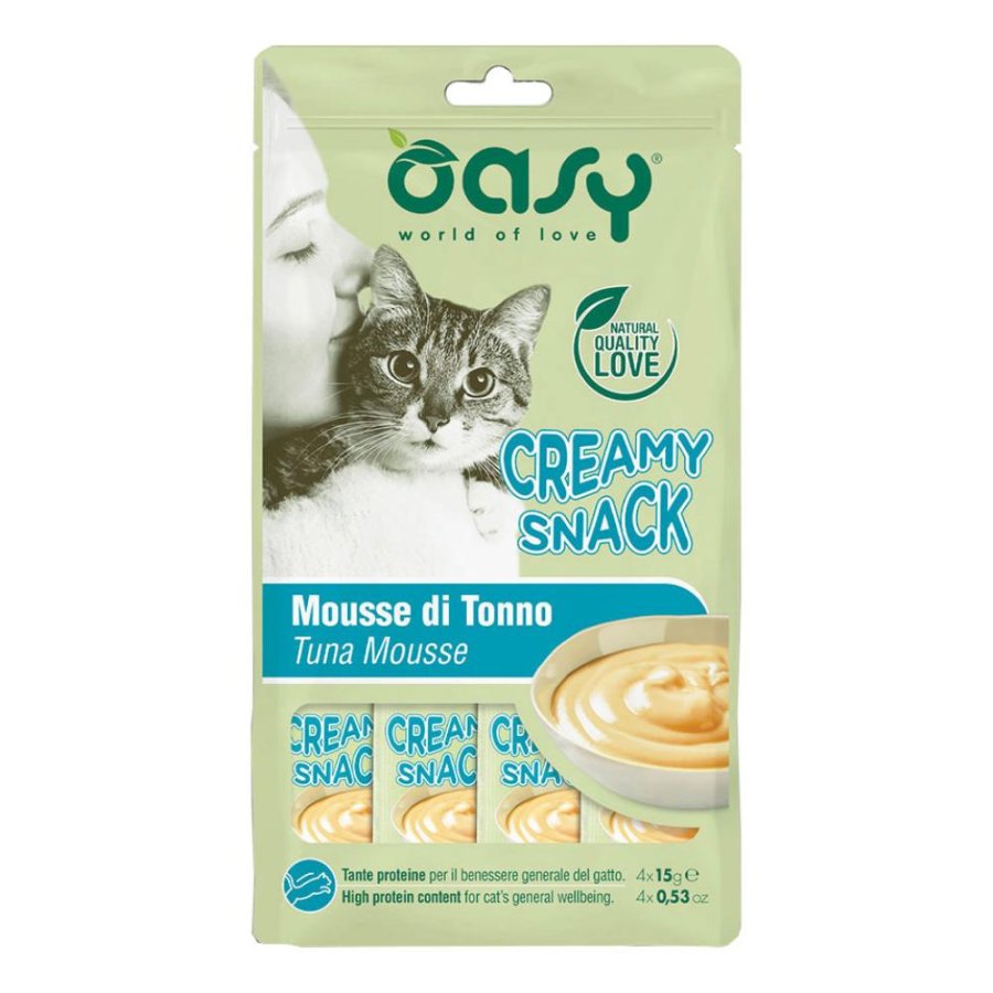 OASY GATTO SNACK CREAMY MOUSSE TONNO 4x15GR