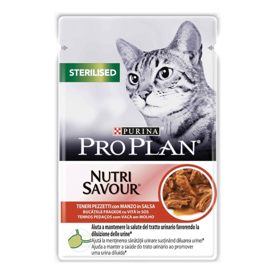 NESTLE' PURINA PRO PLAN GATTO NUTRI SAVOUR STERILISED GRAVY (IN SALSA) MANZO 85GR (bustina)