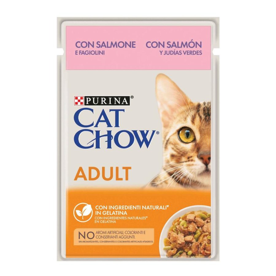 NESTLE' PURINA CAT CHOW GATTO JELLY ADULT SALMONE FAGIOLINI 85GR (bustina)