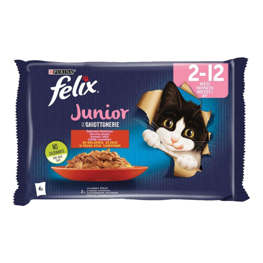 NESTLE' PURINA FELIX GATTO GHIOTTONERIE JELLY JUNIOR MANZO/POLLO 4x85GR (bustina) MULTIPACK