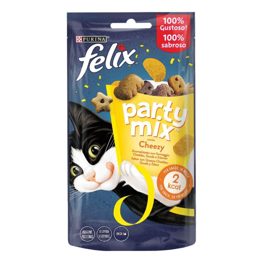 NESTLE' PURINA FELIX GATTO SNACK PARTY MIX CHEEZY CHEDDAR GOUDA EDAMER 60GR