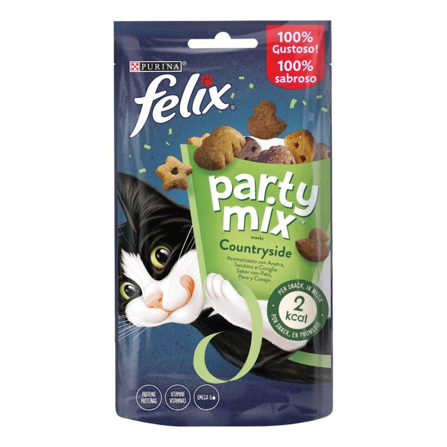NESTLE' PURINA FELIX GATTO SNACK PARTY MIX COUNTRYSIDE ANATRA TACCHINO CONIGLIO 60GR