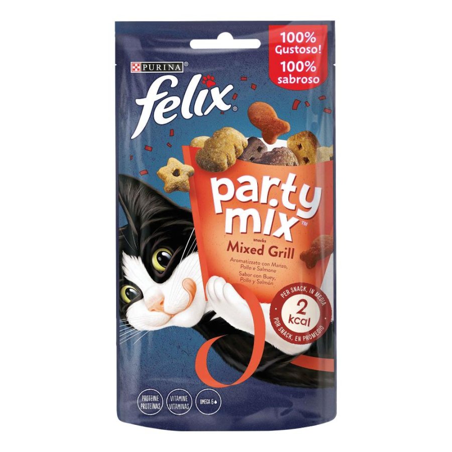 NESTLE' PURINA FELIX GATTO SNACK PARTY MIX GRILL MANZO POLLO SALMONE 60GR