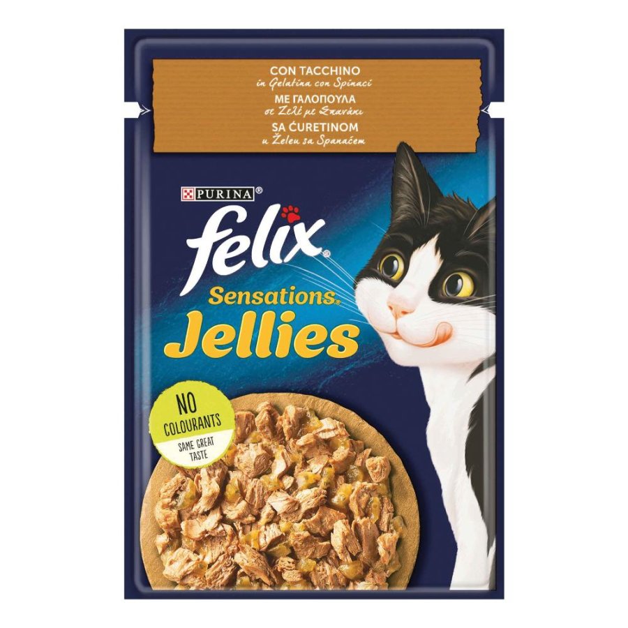 NESTLE' PURINA FELIX GATTO SENSATIONS JELLIES TACCHINO SPINACI 85GR (bustina)