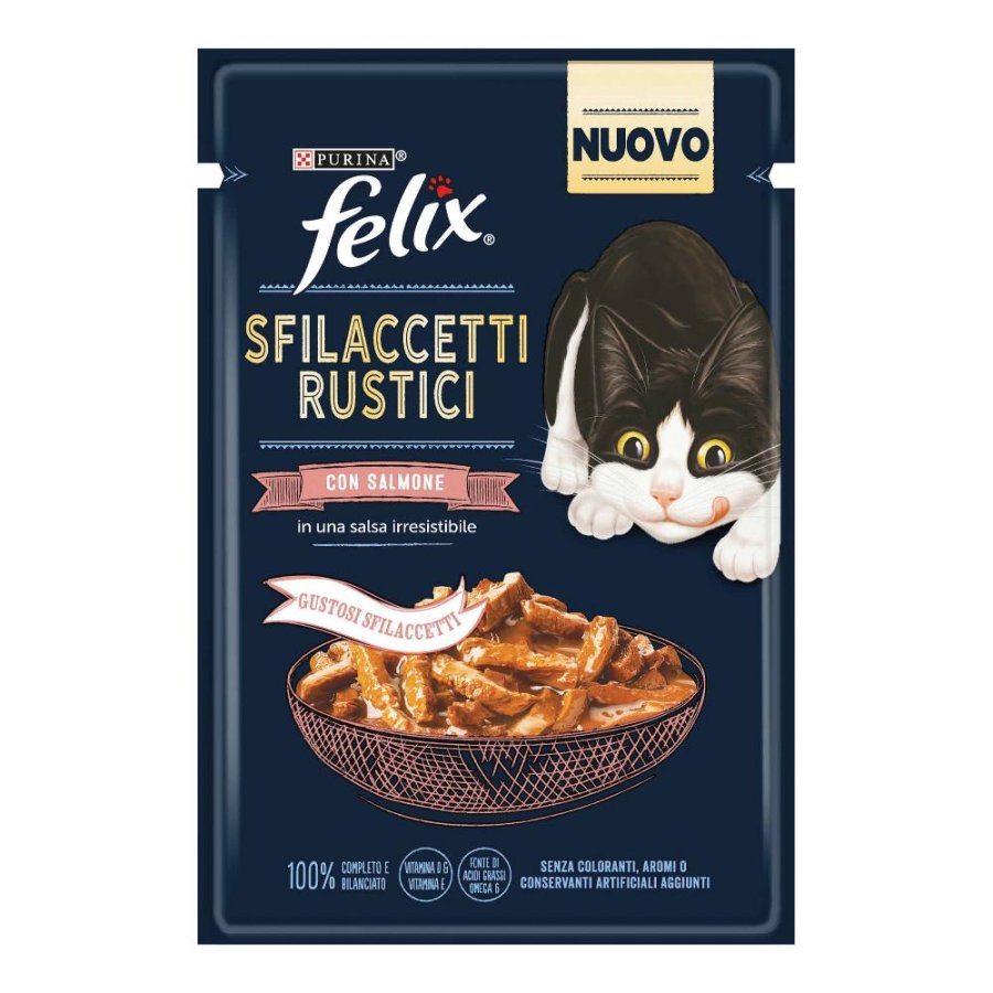 NESTLE' PURINA FELIX GATTO SFILACCETTI RUSTICI IN SALSA SALMONE 80GR (bustina)