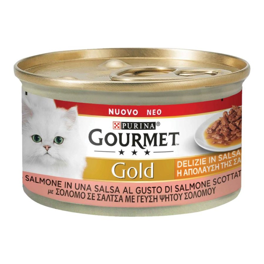 NESTLE' PURINA GOURMET GATTO GOLD DELIZIE IN SALSA SALMONE 85GR (lattina)