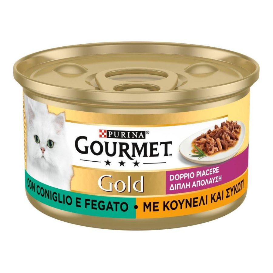 NESTLE' PURINA GOURMET GATTO GOLD DOPPIO PIACERE CONIGLIO FEGATO 85GR (lattina)