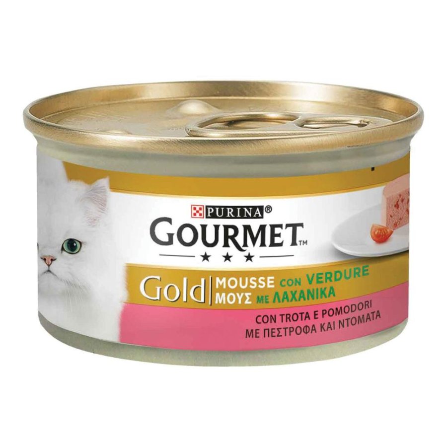 NESTLE' PURINA GOURMET GATTO GOLD MOUSSE TROTA VERDURE 85GR (lattina)
