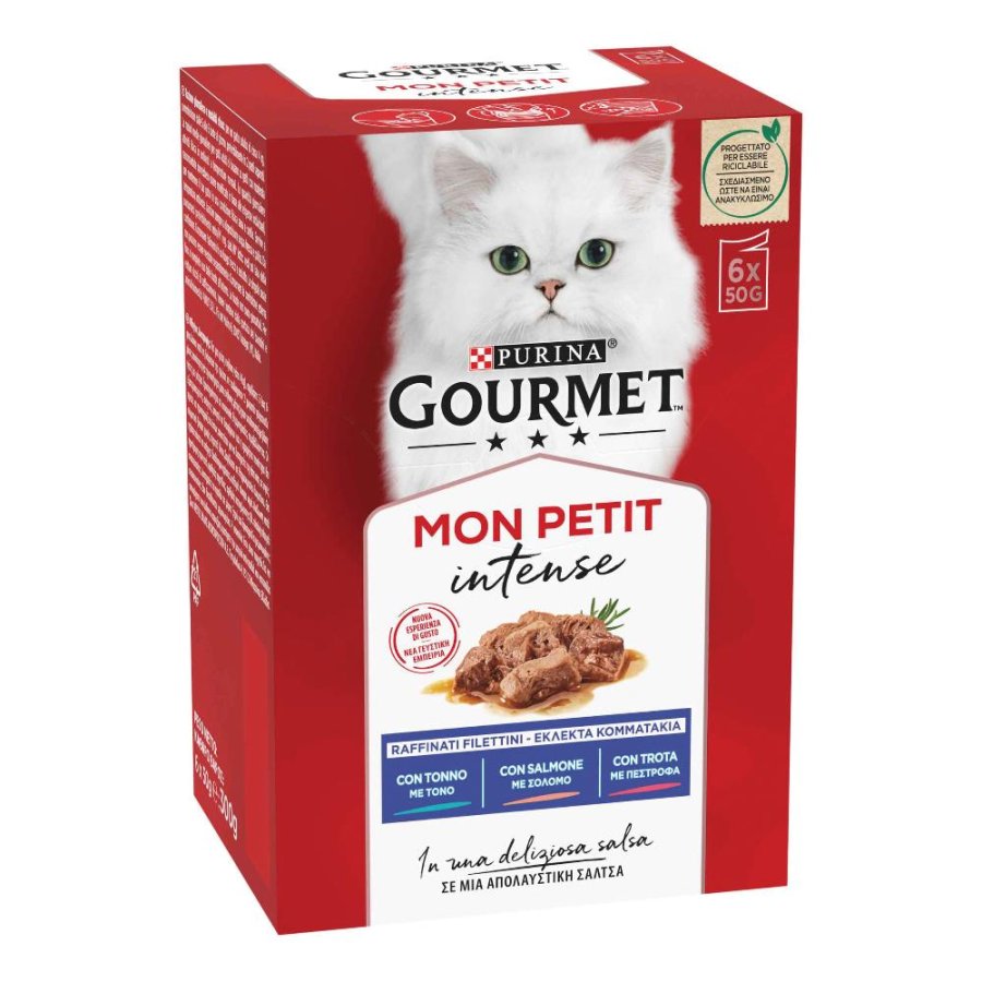 NESTLE' PURINA GOURMET GATTO MON PETIT TONNO/SALMONE/TROTA 6x50GR (bustina) MULTIPACK