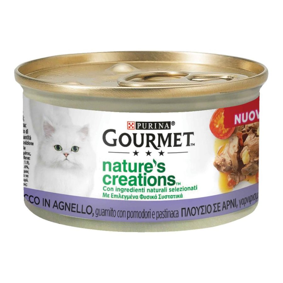 NESTLE' PURINA GOURMET GATTO CREATIONS AGNELLO POMODORI PASTINACA 85GR (lattina)