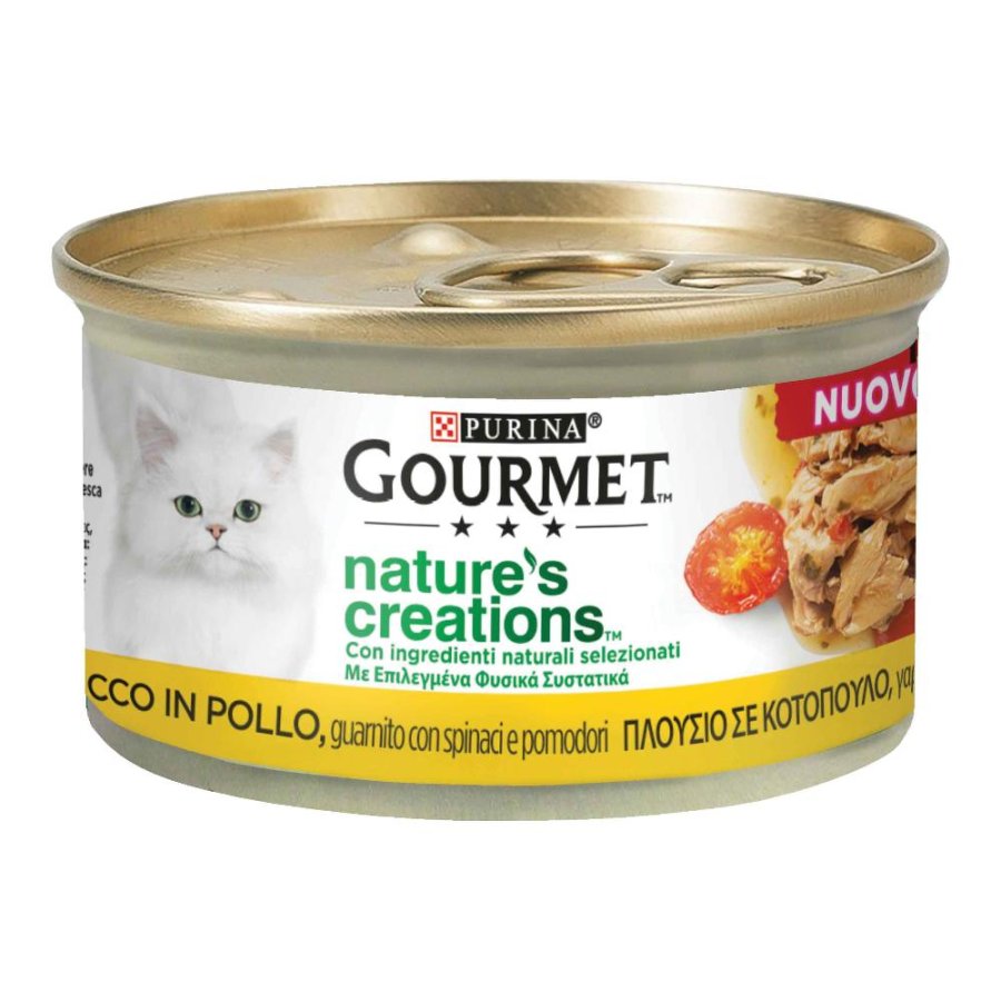 NESTLE' PURINA GOURMET GATTO CREATIONS POLLO SPINACI POMODORI 85GR (lattina)