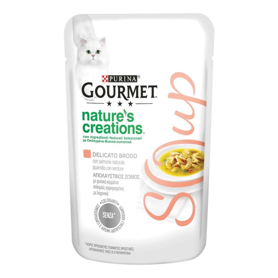 NESTLE' PURINA GOURMET GATTO NATURE SOUP BRODO SALMONE VERDURE 40GR (bustina)
