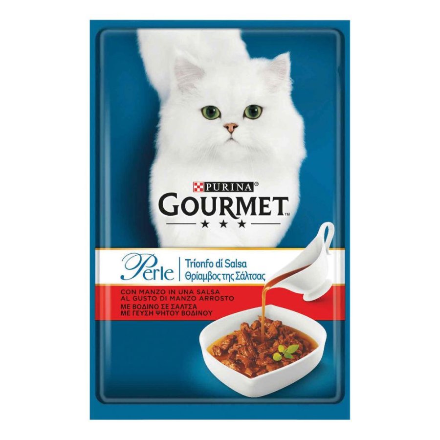 NESTLE' PURINA GOURMET GATTO PERLE TRIONFO DI SALSA MANZO 85GR (bustina)
