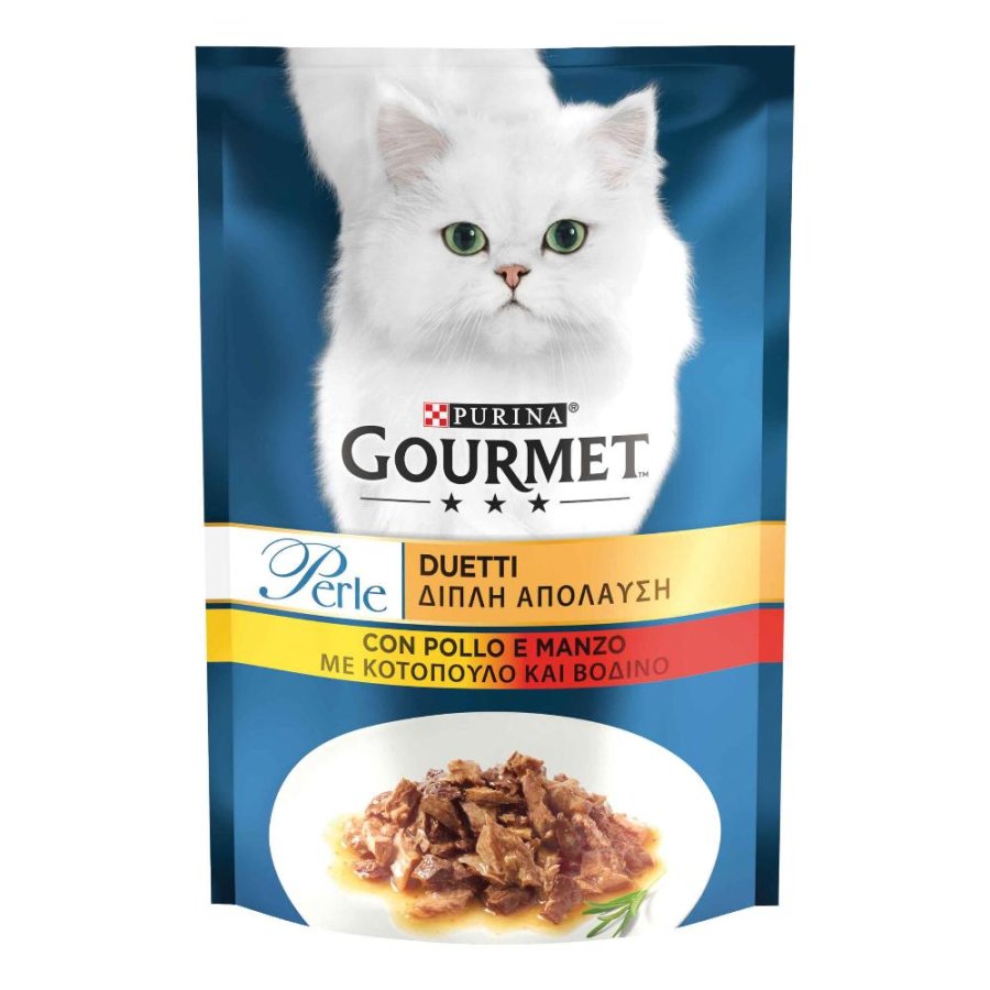 NESTLE' PURINA GOURMET GATTO PERLE DUETTI MANZO POLLO 85GR (bustina)