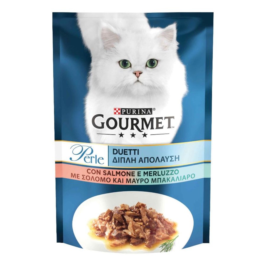 NESTLE' PURINA GOURMET GATTO PERLE DUETTI SALMONE MERLUZZO 85GR (bustina)