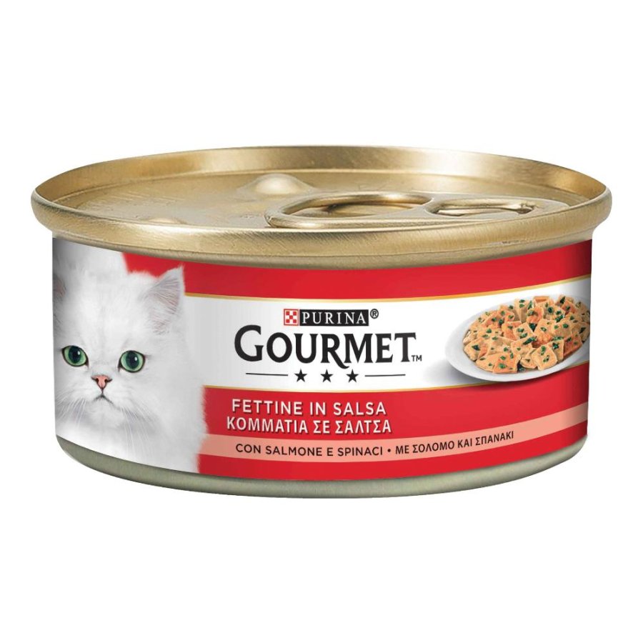 NESTLE' PURINA GOURMET GATTO FETTINE IN SALSA SALMONE SPINACI 195GR (lattina)