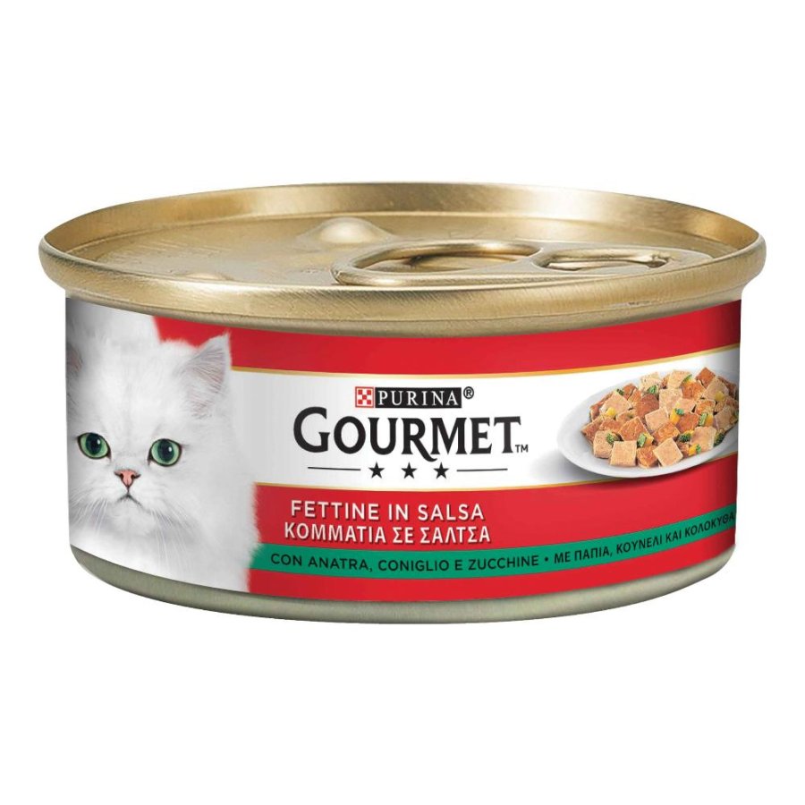 NESTLE' PURINA GOURMET GATTO FETTINE IN SALSA ANATRA CONIGLIO ZUCCHINE 195GR (lattina)