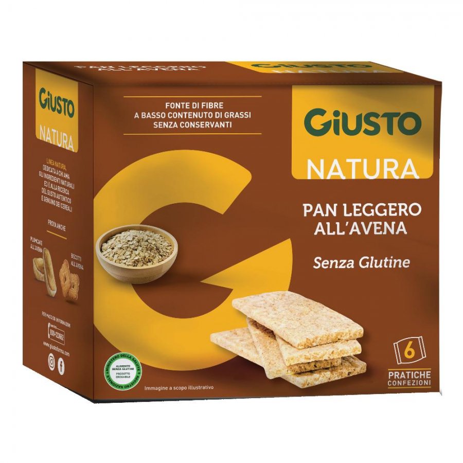 Giusto Natura Pan Leggero all'Avena Senza Glutine 6x25g - Pane Leggero all'Avena Fonte di Fibre