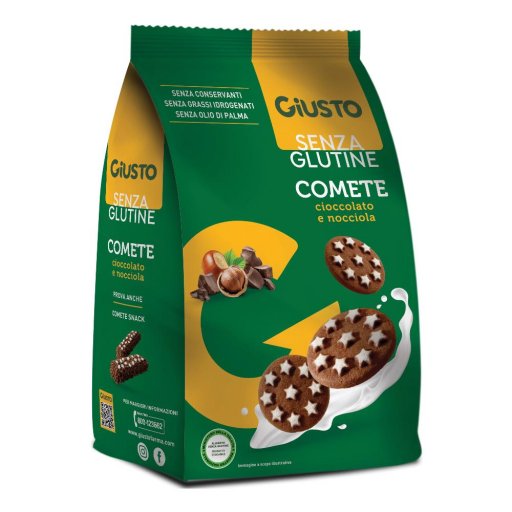 Giusto Senza Glutine Biscotti Comete Cioccolato e Nocciola 200g - Biscotti Golosi Senza Glutine
