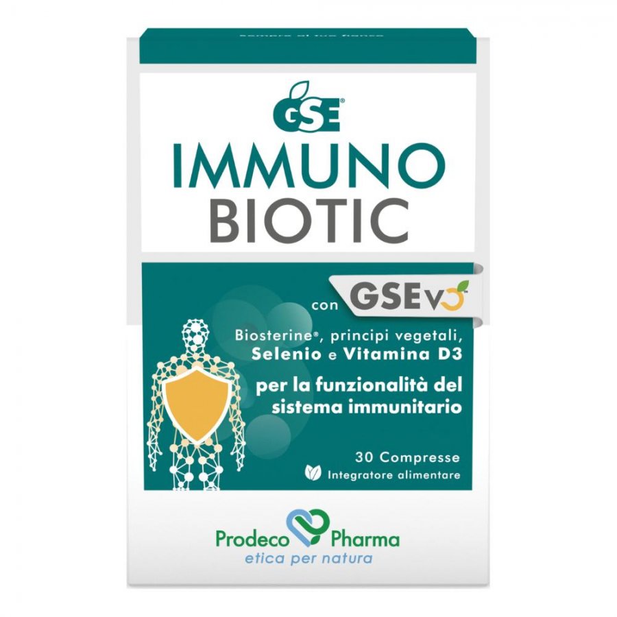 GSE Immunobiotic 30 Compresse - Integratore con Estratto di Semi di Pompelmo, Biosterine®, Uncaria, Boswellia, Selenio e Vitamina D3